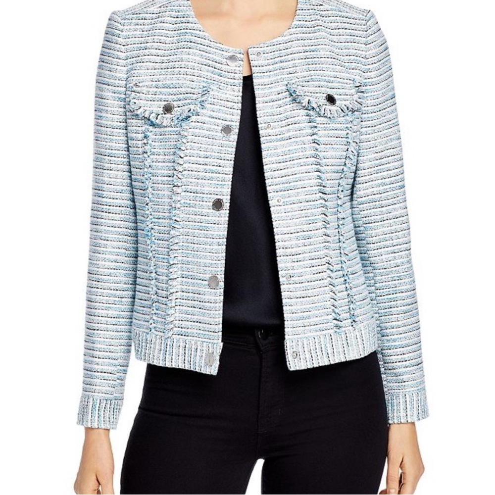 NWT Karl Lagerfeld Blue and White Textured Blazer